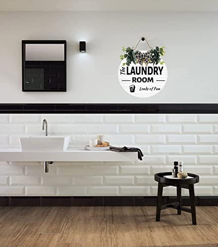Знак за перење алишта Рустикални дрвени плочки за венци за wallидна врата Смешен декор гроздобер виси знак за перење просторија куќа за миење садови 12 × 12 инчи （А)