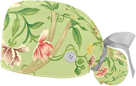 Сончогледната шема Прилагодливо работно капаче со држач за конска опашка, 2 парчиња чистење капа буфантна капа за мажи и жени, една големина