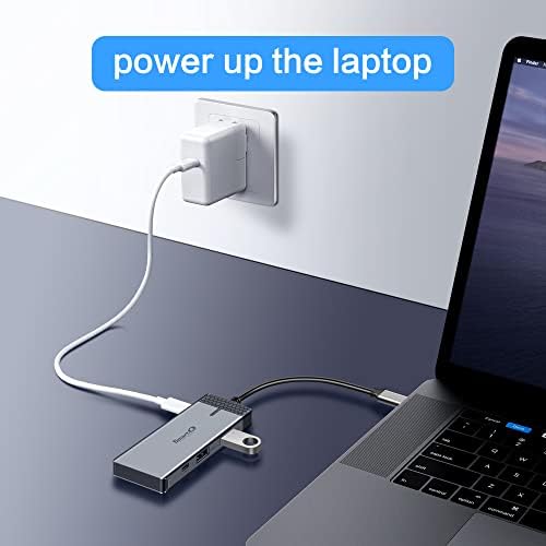 SmartQ H352 USB C Центар, USB-C Центар СО 4K HDMI, 100w Испорака На Енергија, USB-C и 2 USB-А 5 Gbps Податоци Порти, microSD И SD Картичка Читач, За Macbook Ер, MacBook Pro, XPS, И Повеќе