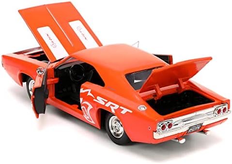 1968 Полнач R/T SRT Портокалова Со Бели Ленти И Графика Голема Мускулна Серија 1/24 Diecast Модел Автомобил Од Jada 34197
