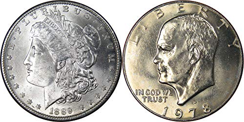 1889 Морган Долар Бу Нециркулирал 90% Сребро со 1978 Д АЈК$ БУ Нециркулирал