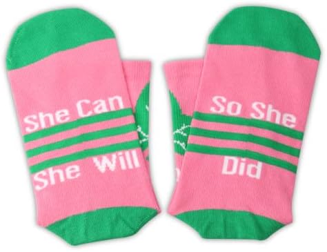 JNIAP 2 Пара Sorority Чорапи Со Розова И Зелена Дипломирање Подарок Таа Може Таа Ќе Па Таа Го Направи Накит