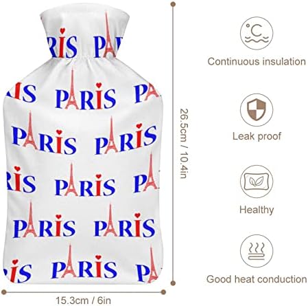 Loveубов срце и Париз Ајфелова кула вреќа со топла вода со покритие топла гума шишиња за инјектирање за кревет менструални грчеви
