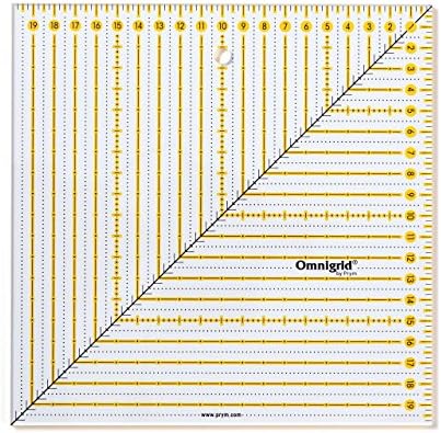 Прим Крпеница-Линеална 20 х 20 см Омнигрид Квадратен Владетел, Жолта, Транспарентна