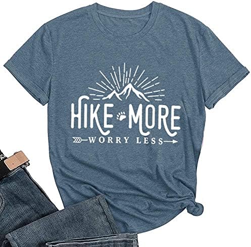 Јорлин жени пешачејќи планински графички атлетски кошули Смешно покачување повеќе загрижени помалку врвови за одмор