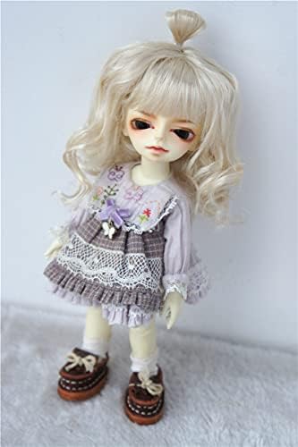 JD375 4-5inch 11-13cm Краток паметен дама бран Синтетички Mohair BJD перики 1/12 Мали додатоци за кукла