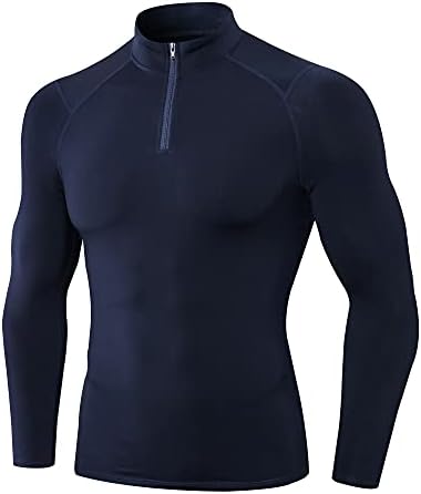 Машки кошули 1/4 Поштеда на долги ракави Термички атлетски врвови на врвови за зимски тенок вклопени пулвер колдгеар базели