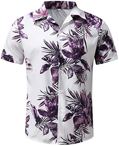 Машка цветна кошула лето 2 парчиња плажа Хавајски поставува случајно копче надолу надолу