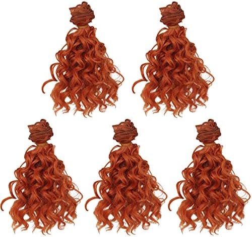 Muziwig Doll Hair 5.9 x 39,4 in, 5Rolls Doll Pig Straight Curly Viction Fiber Fiber Mase Wool Roll Doll Coarts Wefts за DIY 1/3 1/4 1/6 BJD SD Doll Wigs, перика за коса SDOLL.