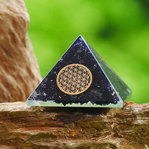 Мода ААДИ Црн Турмалин Оргонски Цвет На Животот Пирамида | Позитивен Генератор На Е-Енергија | Рачно Изработена Кристална Фигурина