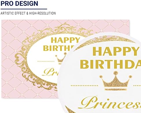 Allenjoy Кралската Принцеза Позадина За Девојки Розова Злато Сјајот Прослава Роденденска Забава Банер Торта Десерт Маса Фото Студио Кабина Позадина