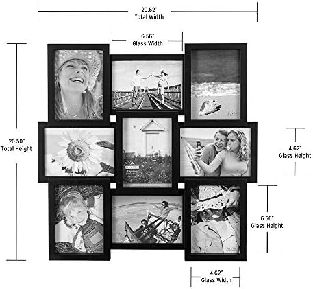 Меѓународни дизајни на Малден 5 x 7 9-отворање димензионален колаж фото-рамка на wallидот, црна