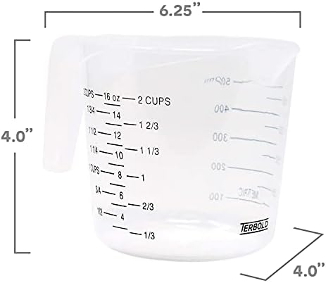 Терболд 3 парчиња Мерна Чаша Поставена Во Проѕирна Пластика Со Долги Рачки - 1 Чаша, 2 Чаши, 1 Литар Големини