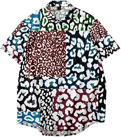 2023 година Нови печатени кошули со печатени леопард со кратки ракави со кратки ракави кошули со кошули на плажа за фустан од џемпер