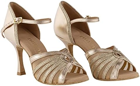 Чевли за танцување на жени Rummos R563 147-137 - Кожа/сјај Платинум - Редовно вклопување - 2,75 70R Флеј -потпетица - направена