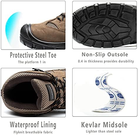 Tosafzxy работни чизми за мажи, 6 челични пети безбедносни чизми водоотпорни мажи работат чевли