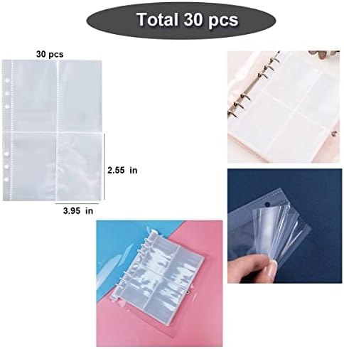 Фото албум на страница за пополнување, 30 пакувања двојни џебови за врзивно средство Clear 4 Procect Page Page 2,5x3,5 инчен