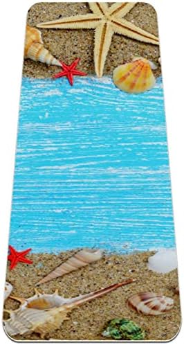 Sdlkfreli 6mm Дополнителен густ јога мат, плажа со starвездички школки печати еко-пријателски вежби за вежбање душеци пилатес