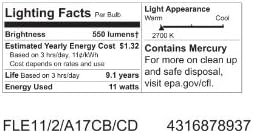 GE Осветлување 78937 Енергетски Паметни CFL 11-Вати 505 - Лумен А17 Сијалица Со Канделабри База, 1-Пакет