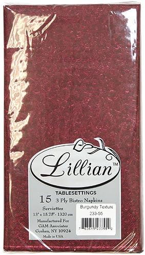 Лилијан Текстура 3 Слоја 24-Пакет Бистро Салфетка, Бургундија