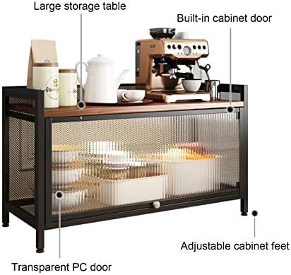 Решетката за складирање на домови, со кабинет за складирање и врати, повеќестепено метален шкафче - микробранова кафе со кафе, за садови, вино,