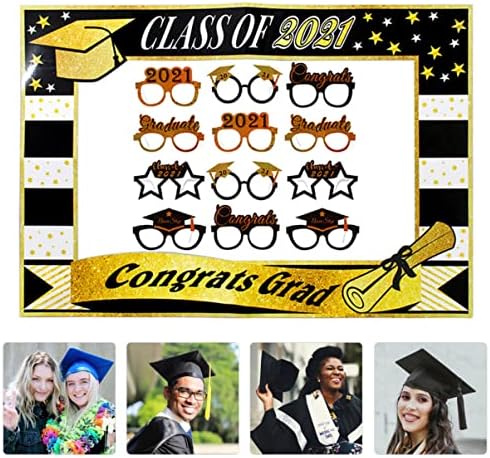 Abaodam 3sets DIY материјали за дипломирање хартија украси Студио комплети рамки Слика сениорски реквизити за очила за очила за очила за забави Фото година фаворизираат н