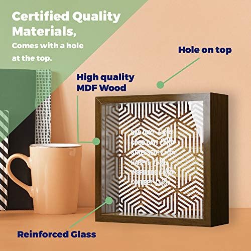Подароци за lубители на кафе Кла | 6x6x2 кутија за сенка со стаклена фронт | Кутија за рамка за дрвени дрвени производи | Декор