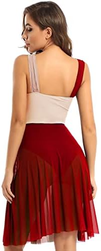 Sywiyiенски женски без ракав блок во боја на блокирање на бои, леотарски фустан, лирски балетски танц, танцувачка облека за танцување,