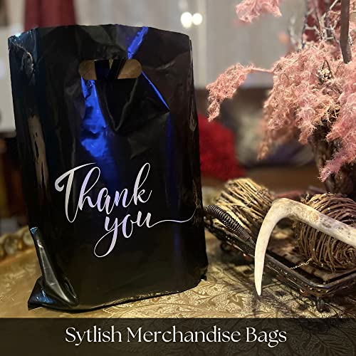 Виножито и лилјани 100 Благодарам торби, пластични кеси 12x15 со рачки, торби за купување за мал бизнис, подароци, торби за добра -