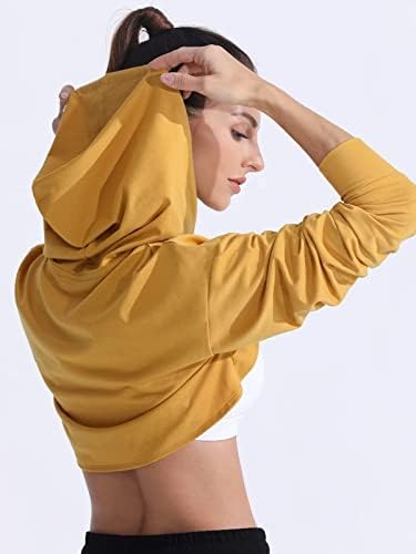 Fittin исечени врвни женски худи - тренингот со долг ракав Супер култура на врвни маички плус големина салата симпатичен исечен пулвер