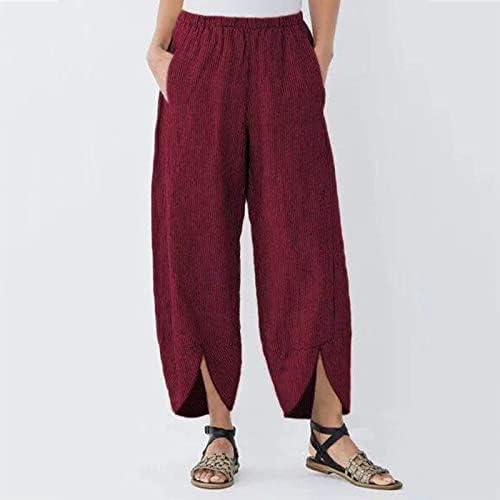 Широки панталони за нозе за жени со цврста боја на половината на половината, обични лабави панталони со цврста боја