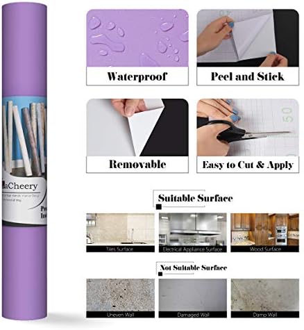 Lacheery цврста текстурална кора и стап Позадина 12 X160 Виолетова контактна хартија Декоративна самостојна лепење на wallидна хартија