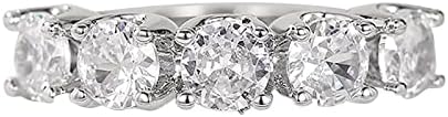 Биг Ронд дијамантски прстен едноставен за жени сребрен прстен невестински дијамант елегантен ангажман венчален прстен за момчиња прстен