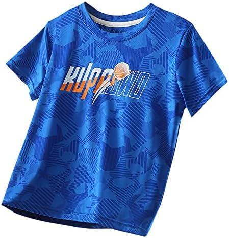 Kaerm Kids Boys Boys Dry-Fit Влага влага атлетски перформанси со кратки ракави маици кошаркарски фудбалски дресови кошула