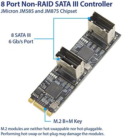 8 порта што не е-RAD SATA III 6GBP/S до M.2 B+M клуч Адаптер PCI-E 3.0 x2 опсег со опсег