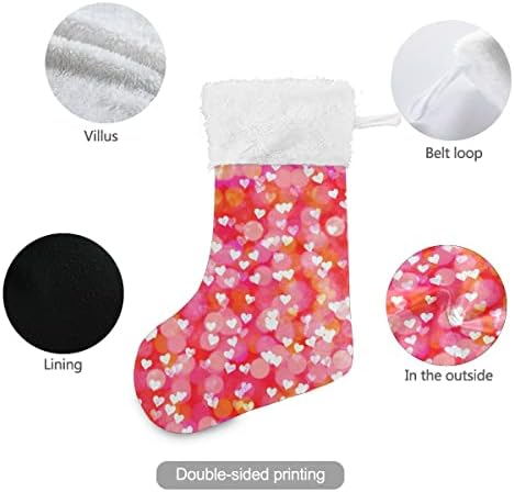 Сон Loveубовна срце шема розова романтична 2 парчиња Божиќни чорапи бели кафунистички манжетни мерцеризирани кадифени семејни празници големи