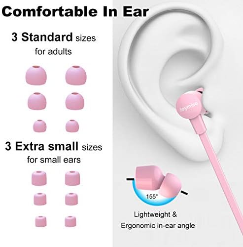 Freeомизо заплет без ушни уши за деца жени мали уши со кутија, удобна лесна тежина во слушалки за уво, рамни кабелски пупки