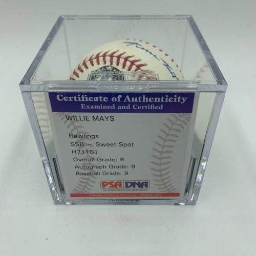 Вили Мејс потпиша автограмиран мајор лига Бејзбол ПСА ДНК ЦОА оценет нане 9 - автограмирани бејзбол