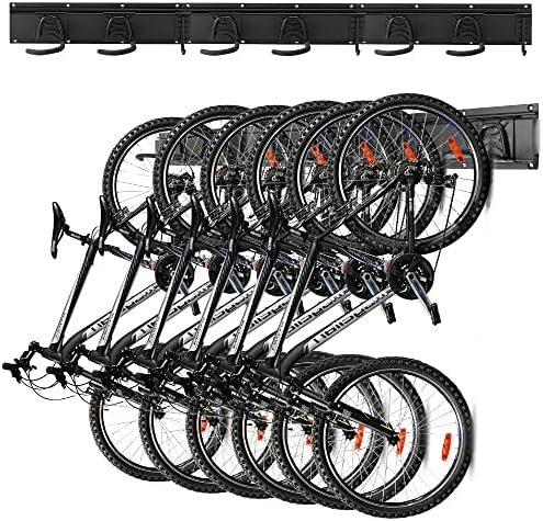 Решетка за Гаражни Велосипеди, Решетка За Складирање Велосипеди, Вертикални Закачалки за Велосипеди за Ѕид за 6 Велосипеди + 3 Шлемови, За Гаража