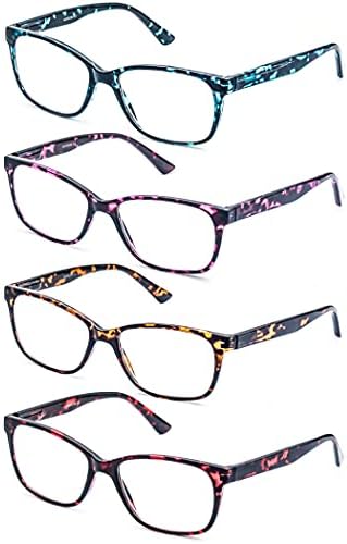 Хејјок Очила За Читање Жени 4 Спакувани Дами Преголеми Читатели 2.0 Класични Големи Квадратни Чаши Со Камо Рамка За Удобност При Читање Пролетни