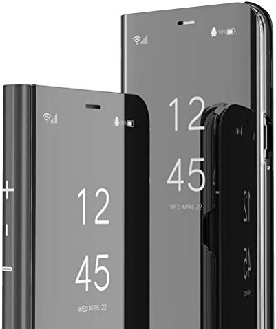 QIVSTARS Случај За Samsung Galaxy S9 Кул Стил Јасен Поглед Прозорец Позлата Стојат Гребење Цело Тело Заштитни Флип Ултра Тенок Капак За Samsung Galaxy S9 PU Огледало: Црна QH