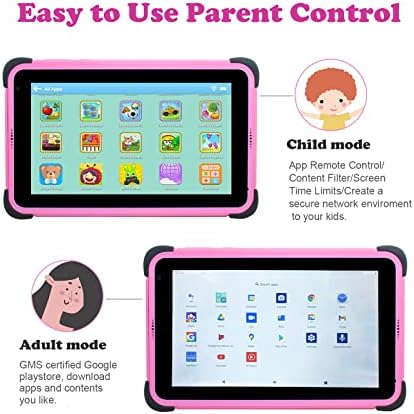 Детска таблета Weelikeit 7 инчи, Android 11.0 таблет компјутер за деца, 2 GB RAM RAM 32 GB ROM детски таблет со WiFi, IPS HD дисплеј, двојна камера, контрола на родители, вградена во случај на