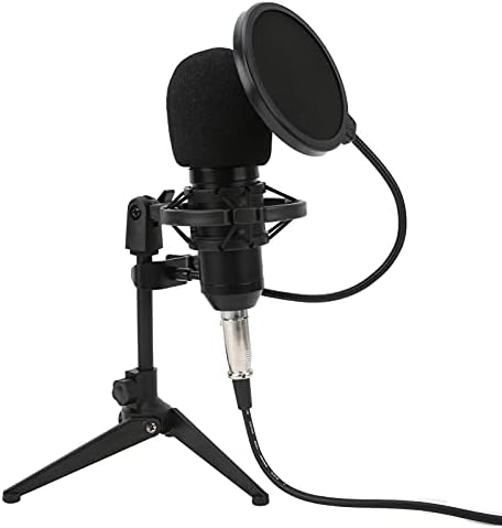 Кондензатор Микрофон 3,5 мм Приклучок со Прилагодлив Комплет За Стативи За Емитување Снимање Цврст И Стабилен