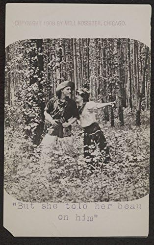 1908 Фотографија „Но, таа told рече на тоа за него„ Доказ за слајд на фенер што илустрира стихови на песната Јонкл, кравјо момче од