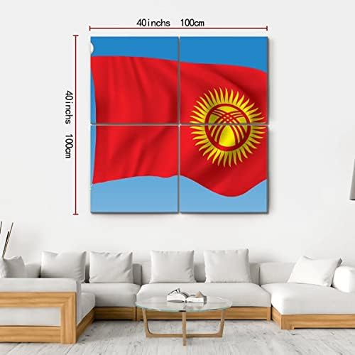 Ерго плус мавтајќи со киргистан знаме wallидна уметност зачудувачка истегната сликарска слика подготвена да виси за домашен