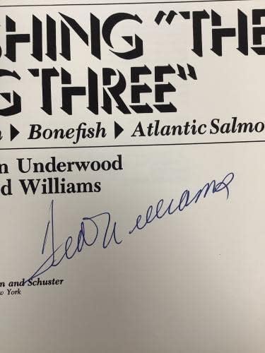 Тед Вилијамс потпиша книга за риболов на големите три хоф безбол автограм 1982 JSA - MLB автограмираше разни предмети