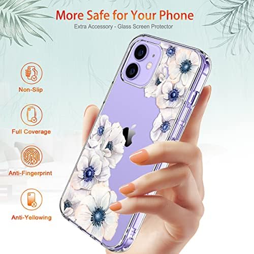 Џика За Iphone 12 Случај, Iphone 12 Pro Случај Со Заштитник На Екранот, Јасна Целосна Заштита На Телото Цветни Девојки Жени Отпорни На Удари