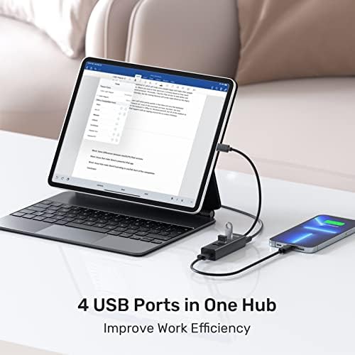 Unitek 4-Port USB 3.0 Тип-C Центар, USB C Мултипорт Адаптер СО Напојувана Порта, 4 во 1 USB C До USB Адаптер Компатибилен За Лаптопи/MacBook Pro/MacBook