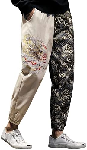 Момче лизга лабава мажи јапонски ретро тренд плус големина извезена боја што одговара на обични панталони од панталони за мажи