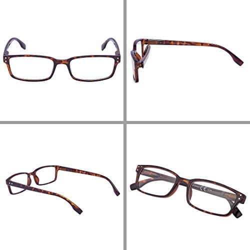 Очила за читање на очила жени - 4 пакувања за удобности за удобност мажи （2tortoise -2black ，+1,00）